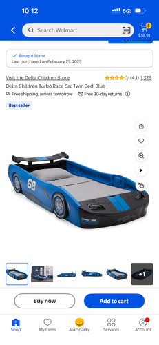 Race car bed frame - frame, blue