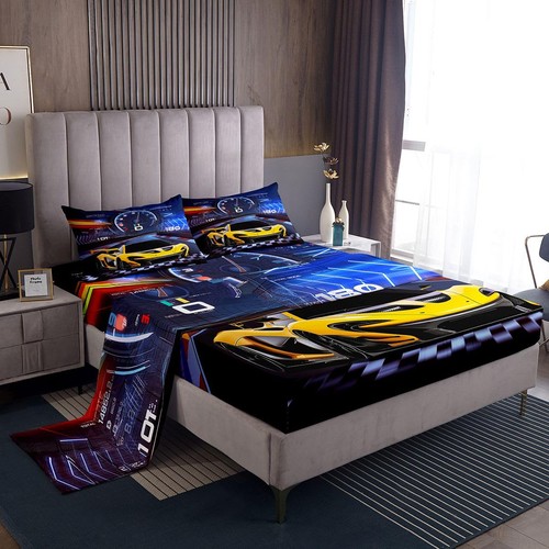 Blue yellow sports car set - blue,